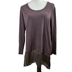 ARIAT Womens Long Sleeve Tunic Top Size Large Layered Hem Brown Casual Laganlook